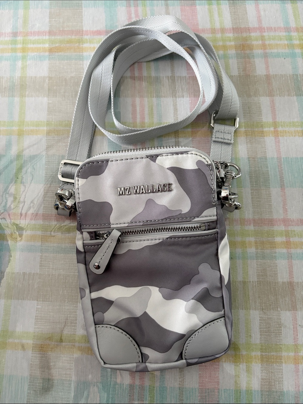 MZ Wallace Gray Camo Crossbody Messenger Bag